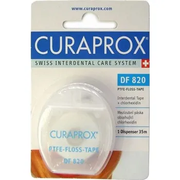 Zubní nit Curaprox DF 820 dentální páska s Chlorhexidinem 35 m