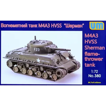 Plastikový model Unimodel 1/72 M4A3 HVSS Sherman flame-thrower tank
