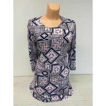 Dámská tunika Halenka SDUNA, Barva Bílá s černým tiskem, Velikost 38 - na zakázku, Materiál 96% Viskoza 4% Lycra