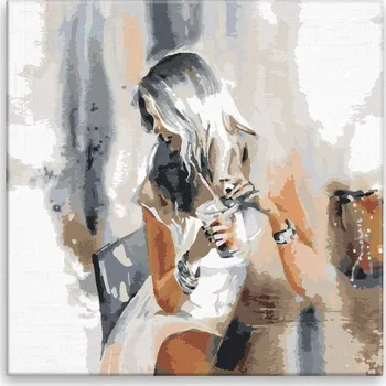 Malování podle čísel - Ranní drink - 40x40 cm, bez dřevěného rámu - CZ výroba