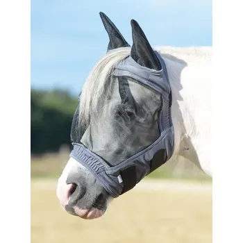 Koňská maska proti hmyzu Maska Buckler Gap II, šedá (s otvorem na čupřinu a beránkovou čelenkou) (Cob)