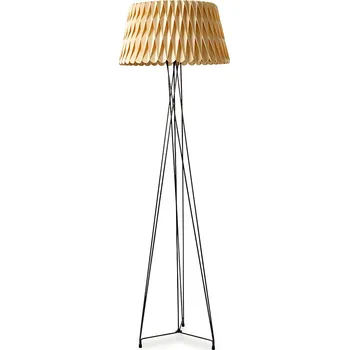 Stojací lampa LZF Designová stojací lampa z dřevěné dýhy Lola Floor Dekor: Přírodní bukové dřevo, Barva nohy: Matná černá LOLA P BK 22 Designová stojací lampa z dřevěné dýhy Lola Floor
