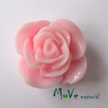 Dětské navlékací korálky Kabošon -růže - lesklý resin 1ks, růž., II. jakost