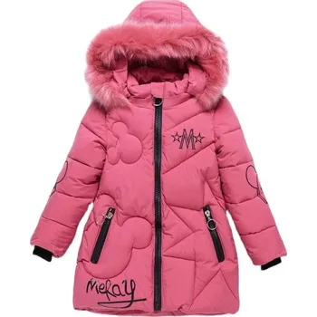 Dívčí bunda Dívčí zateplený zimní kabát s motivem Mickey Mouse Motiv: Růžová, Velikost: 7-8T (140)