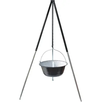 Kempingové nádobí Trojnožka XXL 2,2 m kotlík smaltovaný 50 l (sada trojnožka ocelová XXL 2,2 m + gulášový kotlík 50 l smalt - vařte s chutí a bez starostí)