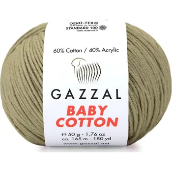 Příze Gazzal Příze Baby cotton 3464 béžovo-khaki