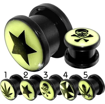 Piercing Šperky4U Plug do ucha fosforeskující - PL01069-03S