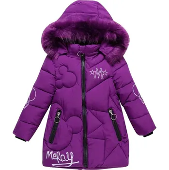 Dívčí zateplený zimní kabát s motivem Mickey Mouse Motiv: fialová, Velikost: 3-4T (110)