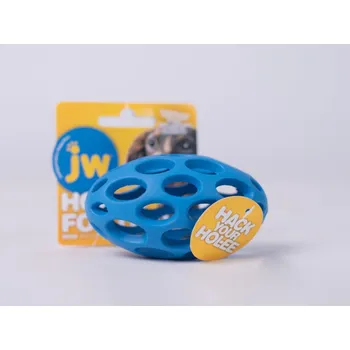 Hračka pro psa JW Hol-EE Děrovaný míč football RUGBY Barvy: modrá, Velikosti: Mini