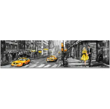 Obraz Malvis ® Obraz reprodukce New York žlutý Velikost: panorama - 100x30 cm