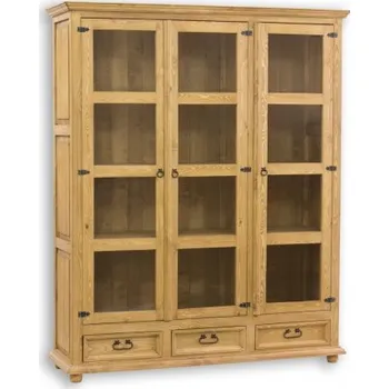 Knihovna Vitrína široká selská z masivu VIT 08 I - K01 světlá borovice