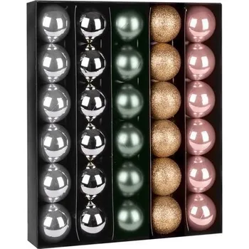 Vánoční ozdoba Vánoční baňky MagicHome Vánoce, 30 ks, měděno-ružovo-zelené