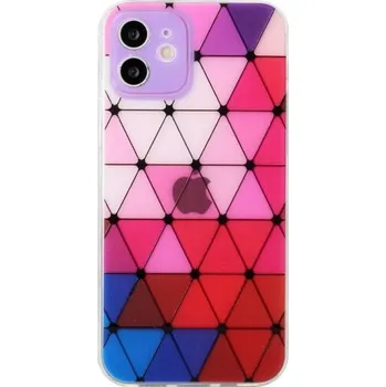 Pouzdro na mobilní telefon Měkký kryt se vzorem vitráže pro iPhone 12 mini - fialový