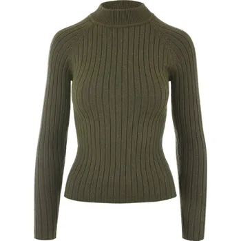 Dámský svetr KHAKI ŽEBROVANÝ SVETR Jacqueline de Yong