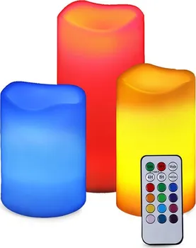led svíčka Verk LED Svíčky RGB s dálkovým ovládáním 3 ks