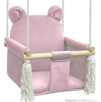 Dětská houpačka Nat dětská dřevěná závěsná houpačka, polstrovaná Nati Bear pink