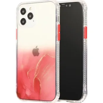 Pouzdro na mobilní telefon Mramorovaný kryt odolný proti poškrábání pro iPhone 12 / 12 Pro - červený