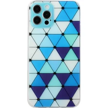 Pouzdro na mobilní telefon Měkký kryt se vzorem vitráže pro iPhone 12 Pro - modrý