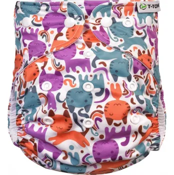 Plenkové kalhoty T-TOMI Kalhotková plena AIO - přebalovací set patentky, cats
