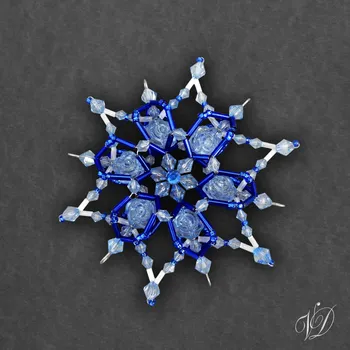 Vánoční ozdoba Vánoční korálková hvězda 0355 - 3D (PEVNÁ A NEREZ) Christmas bead ornament (Vánoční hvězda z korálků - Korálková hvězdička a vločka - Hvězdy a hvězdičky z korálků - Christmas bead star)