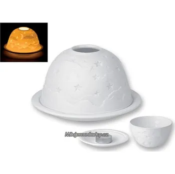Svíčka Bílý keramický svícen s motivem Noční obloha