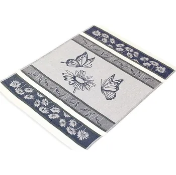 Utěrka Kuchyňská utěrka bambus tm. modrá, Motýli a kopretiny (Kuchyňské utěrky)
