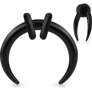Piercing Akrylátový roztahovák do ucha podkova černá (10 mm)