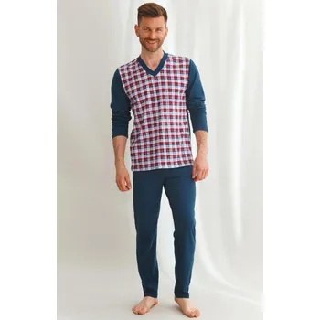 Pánské pyžamo Taro, pánské pyžamo 2632-Victor, dlouhý rukáv, červeno-modrá, vel. M