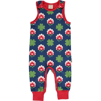 Kojenecký overall Dětský overal dlouhý bez rukávů Kytičky a čtyřlístky Maxomorra Velikost: 74/80