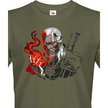 Pánské tričko Pánské tričko s motivem Zaklínač, Barva Military - 69, Velikost 3XL, Canvas Pánské tričko s krátkým rukávem Bezvatriko.cz 0856 - DTF/DTG