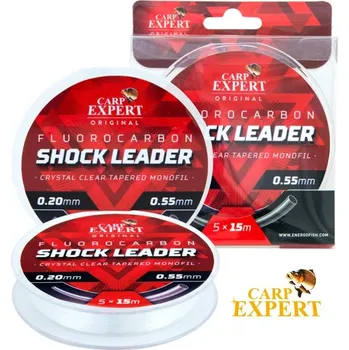 Carp Expert šokový vlasec Fluorocarbon Shock Leader 5 x 15 m průměr: 0,20-0,55 mm