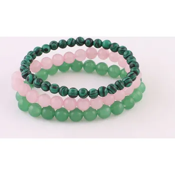 Souprava šperků Sada náramků malachit aventurin a růženín