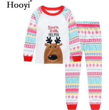 Čína Dívčí dlouhá bavlněná pyžámka s potiskem, 2-7 let Varianta: Sob, norský vzor, Velikost: 7 let