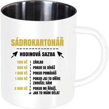 Nerezový hrnek Hodinová sazba - sádrokartonář