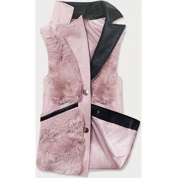 Dámská vesta Růžová dámská vesta s kožíškem (BR9593-51) odstíny růžové XL (42)