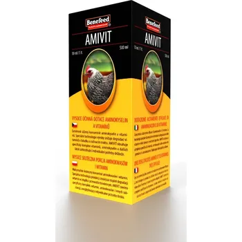 Chov hospodářského zvířete Amivit drůbež 0,5 Vitamíny, aminokyseliny a L-karnitin, který také zvyšuje využitelnost vitamínů z tuků ( A,D,E,K )