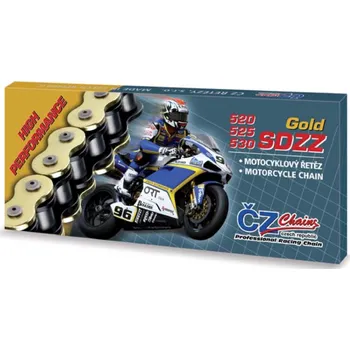 Řetězová sada pro motocykl řetěz 520SDZZ, ČZ (barva zlatá, 102 článků vč. nýtovací spojky RIVET)