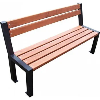 Zahradní lavice Pevná venkovní lavička do parků i zahrad k přišroubování, kov / dřevo, 162 cm