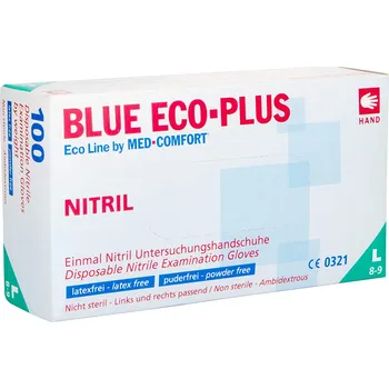 Vyšetřovací rukavice Med Comfort BLUE ECO-PLUS nitrilové rukavice nepudrované modré,100 ks Velikost: M