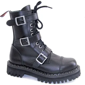 Moto obuv boty kožené KMM 10 dírkové černé se 3 přezkama Velikost: 41