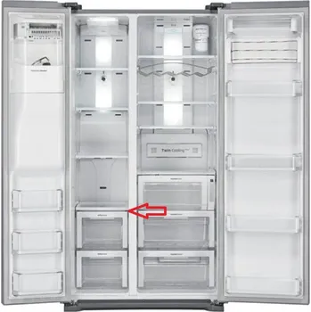 Kuchyňský spotřebič Samsung DA97-06137C 4. police skleněná z vrchu v pravé části chladničky pro americkou lednici