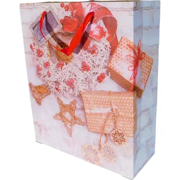 Dárková taška Dárková taška střední vánoční se třpytkami (0059B)