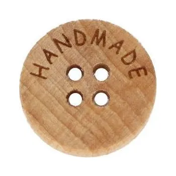 Knoflík Knoflík dřevěný handmade čtyřdírkový vel. 36 - průměr 22,9 mm, barva Přírodní