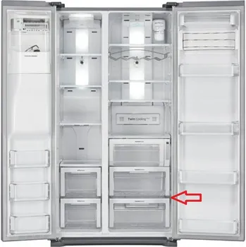 Kuchyňský spotřebič Samsung DA97-07839A 6. police plastová z vrchu v pravé části chladničky pro americkou lednici