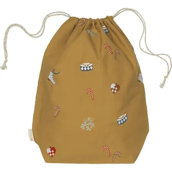 Školní sáček Fabelab Vánoční vyšívaný bavlněný sáček Nostalgia Ochre
