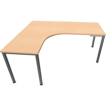 Psací stůl Stůl kancelářský ve tvaru 'L', podnoží kulaté matné, barva javor, levé, š: 1800 x 1600 mm