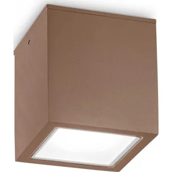 Venkovní osvětlení Ideal Lux 251547 přisazené stropní svítidlo Techo big 1x20W | GU10 | IP54 - hnědá + sada - Trio LED žárovka 2x10W | E27 | 3000K | 806lm