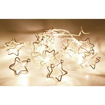 Vánoční světelná dekorace OEM Svítící hvězdy na baterie DECORATIVE 10LED (125x4.5cm) - Měděné, teplá bílá