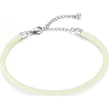 Náramek Elenys náramek na přívěsky látkový nastavitelný krémově bílý