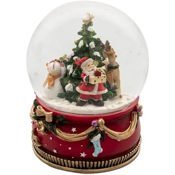 Vánoční dekorace Clayre & Eef 6PR4740 sněžítko se Santou a sněhulákem 20 cm